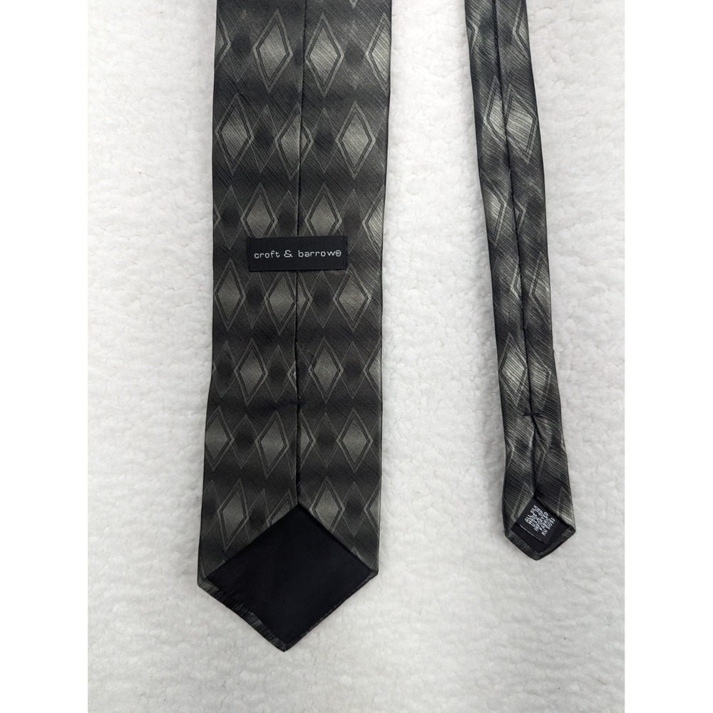 Croft & Barrow Men's Necktie Gray Diamond Pattern Business Career